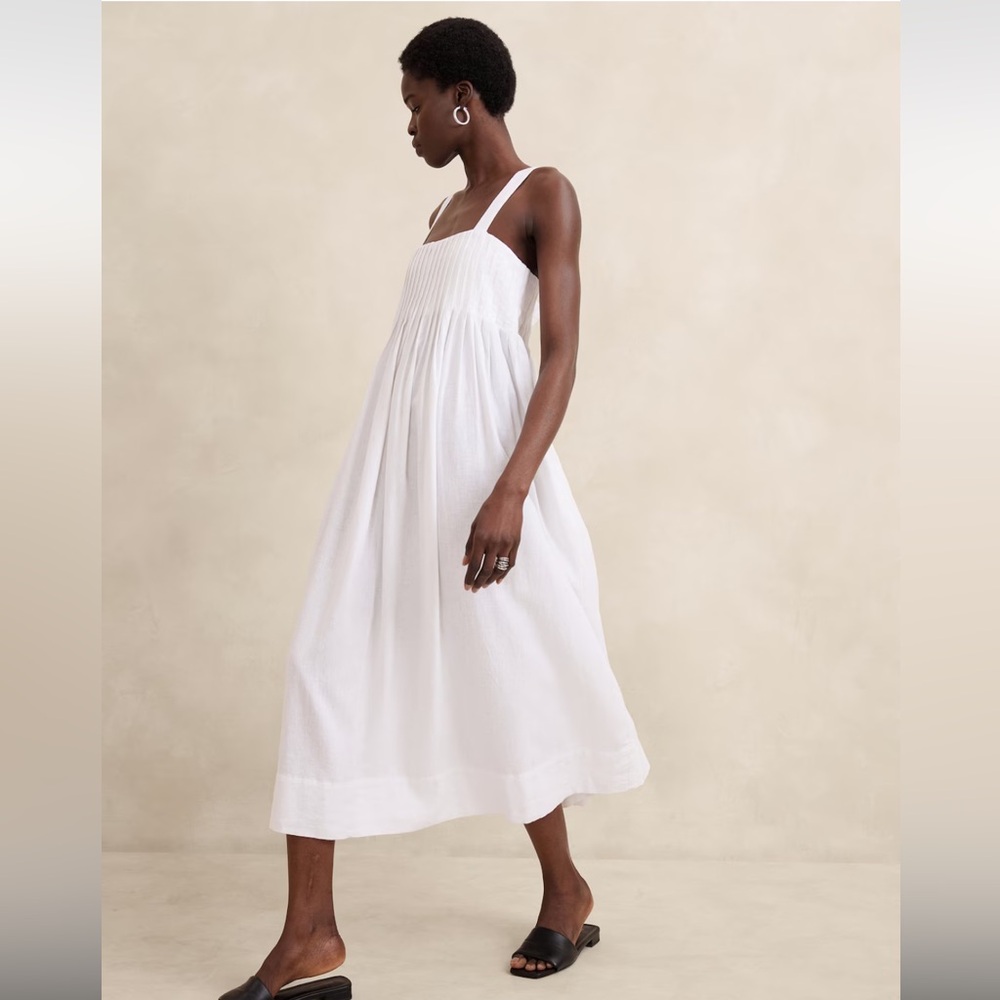 Banana Republic Factory LINEN-BLEND DRAPEY MIDI DRESS